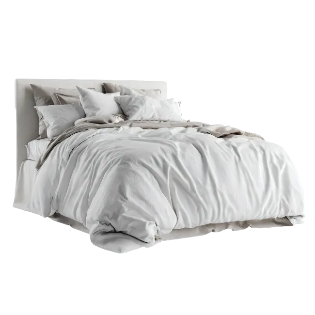 Modern White Bed with Pillows