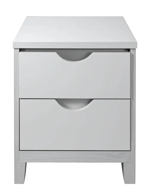 Modern White Bedside Table with Two Drawers