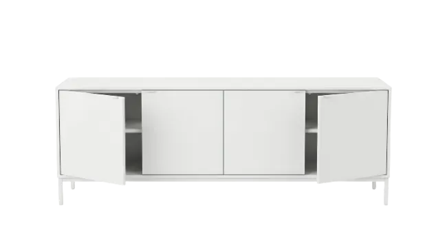 Modern White Credenza Sideboard with Open Doors