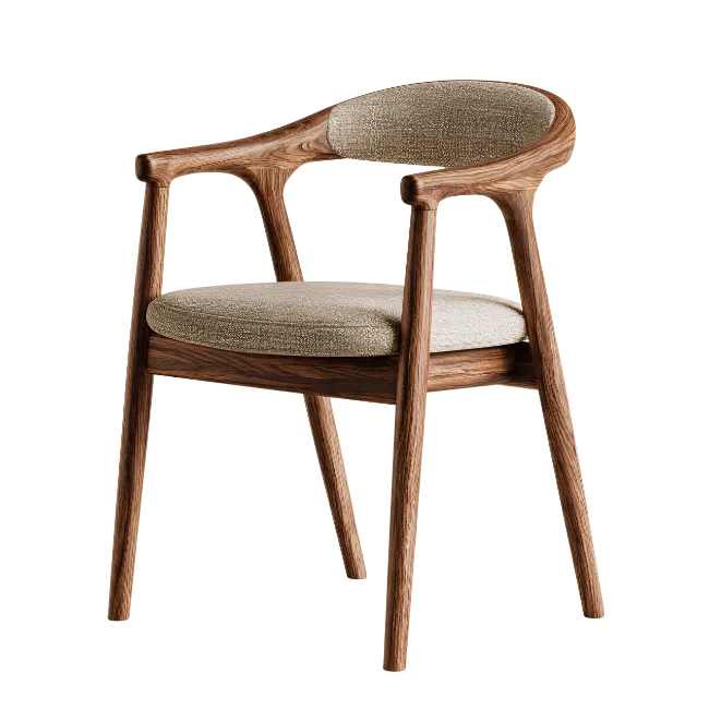 Modern Wooden Armchair with Cushioned Seat