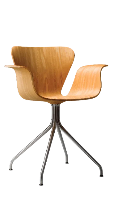 Modern Wooden Armchair with Metal Legs