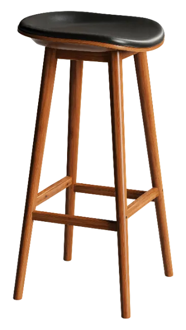 Modern Wooden Bar Stool with Black Seat
