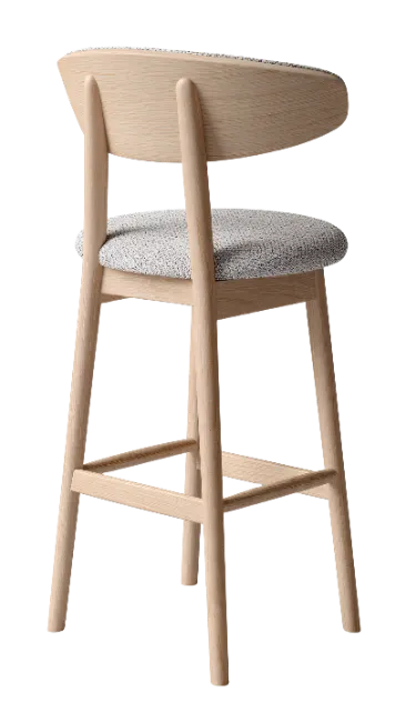 Modern Wooden Bar Stool with Fabric Seat