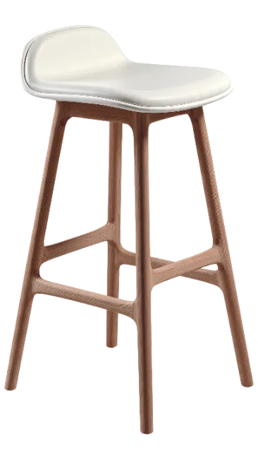 Modern Wooden Bar Stool with White Seat