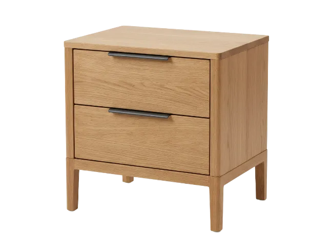 Modern Wooden Bedside Table with Two Drawers