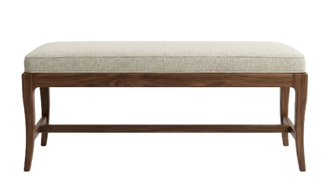Modern Wooden Bench with Upholstered Cushion