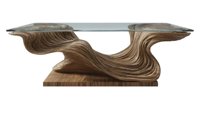 Modern Wooden Coffee Table with Glass Top
