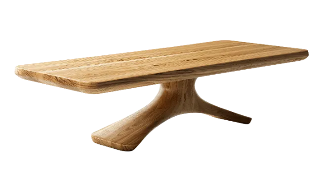 Modern wooden coffee table with pedestal base