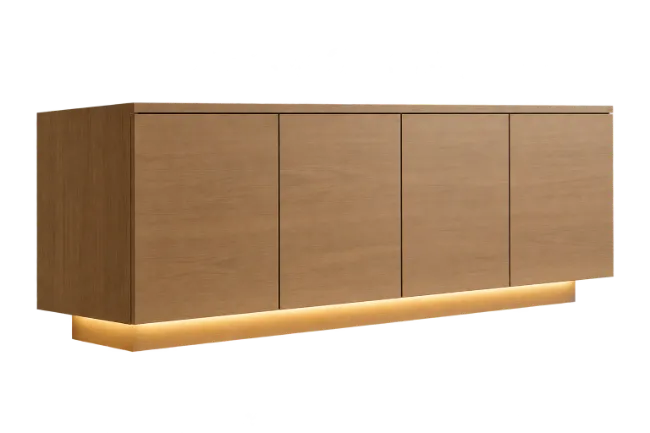 Modern Wooden Credenza with Under Cabinet LED Lighting