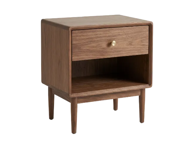 Modern Wooden Nightstand with Single Drawer