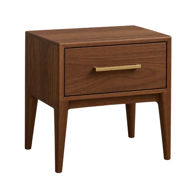 Modern Wooden Nightstand with Single Drawer