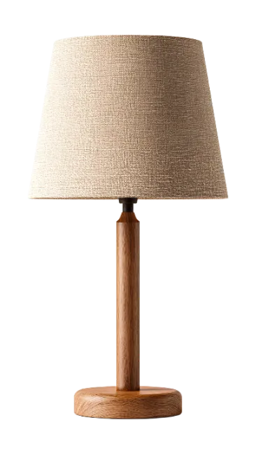 Modern Wooden Table Lamp with Fabric Shade