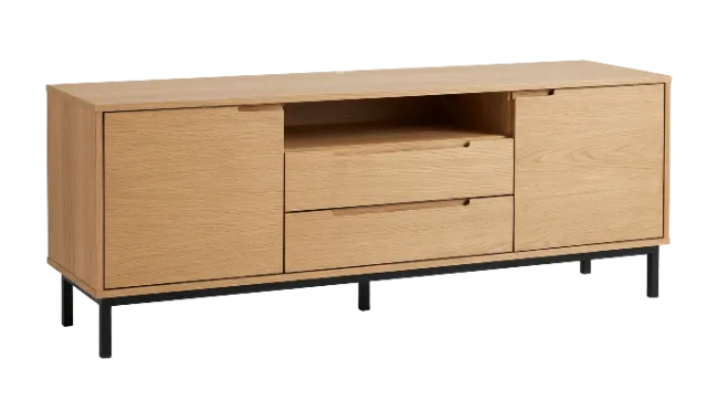 Modern Wooden TV Stand with Cabinets and Drawers