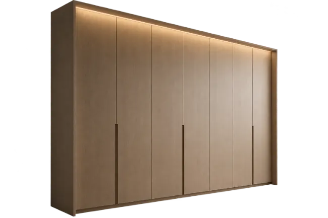 Modern Wooden Wardrobe with Integrated LED Lighting