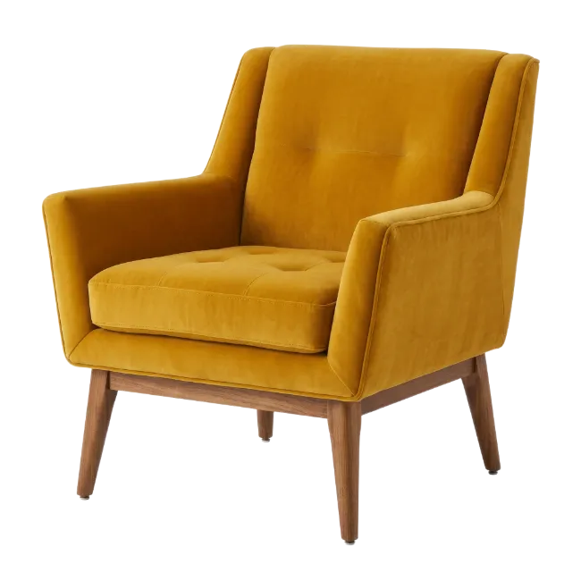 Modern Yellow Velvet Armchair