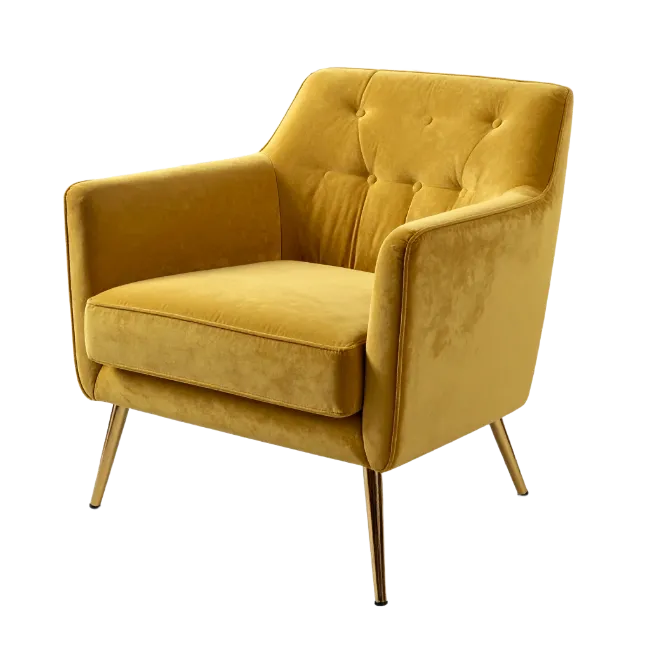 Modern Yellow Velvet Armchair