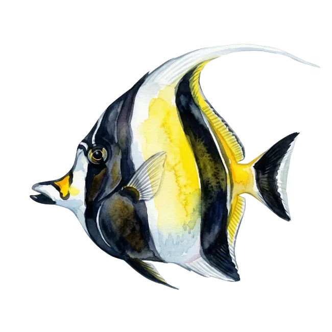 Moorish Idol Fish Watercolor Illustration