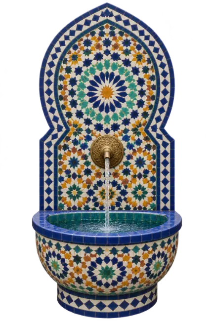 Moroccan Tiled Wall Fountain
