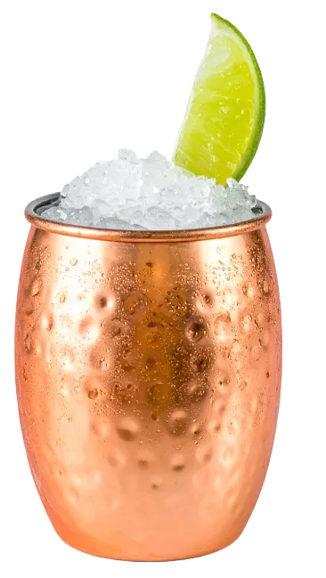 Moscow Mule Cocktail in Copper Mug with Lime