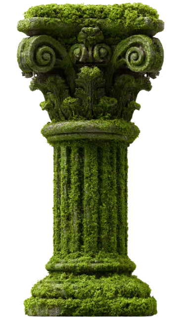 Moss Covered Ancient Stone Pillar