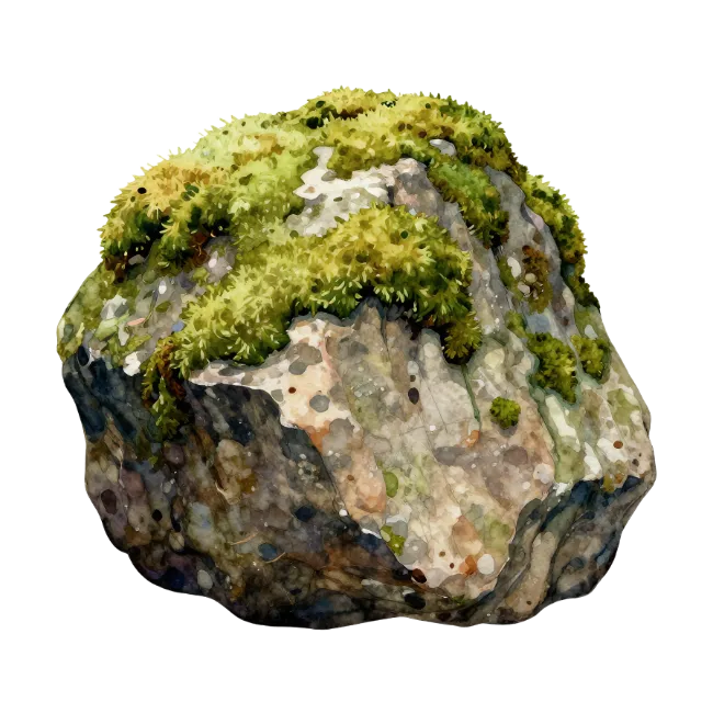 Moss Covered Rock Stone Illustration