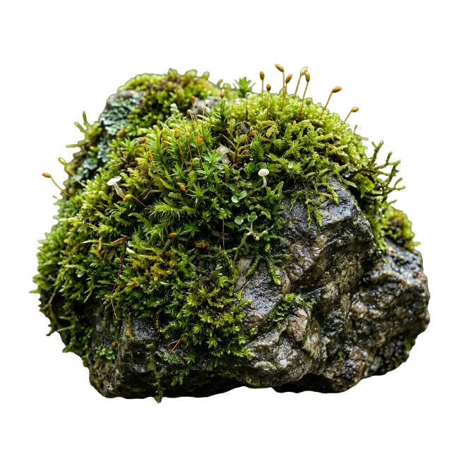 Moss Covered Rock with Tiny Sprouts
