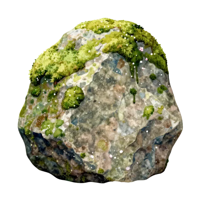 Moss Covered Stone Illustration