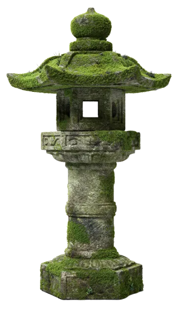 Moss Covered Traditional Stone Lantern