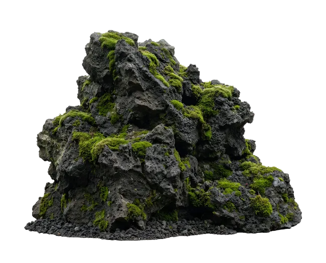Moss Covered Volcanic Rock Formation