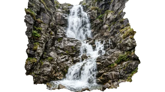 Mountain Waterfall Flowing Over Rocks