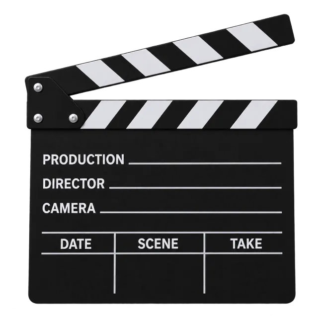 Movie Director Clapperboard Isolated on Black