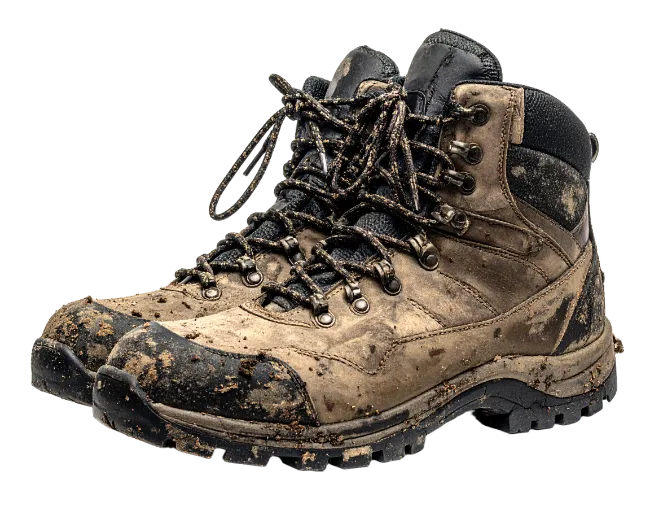 Muddy Hiking Boots