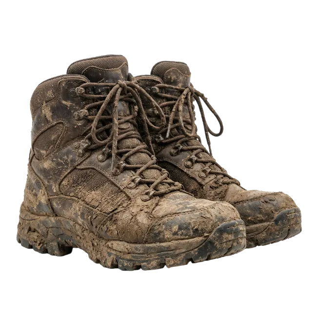 Muddy Hiking Boots