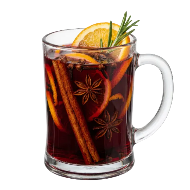 Mulled Wine in Glass Mug with Spices