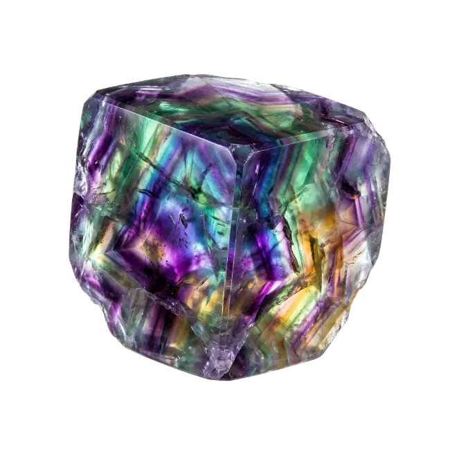 Multicolor Fluorite Mineral Crystal Cube