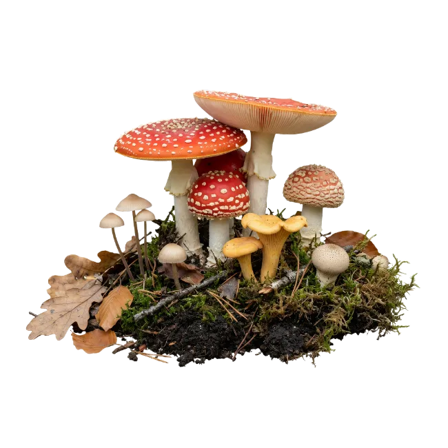Mushroom Cluster on Forest Floor