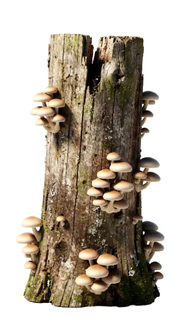 Mushrooms Growing on Old Tree Stump