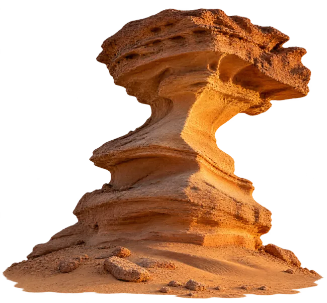 Natural Sandstone Mushroom Rock Formation in Desert