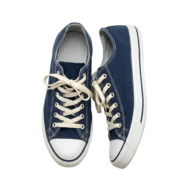 Navy Blue Canvas Sneakers with White Laces