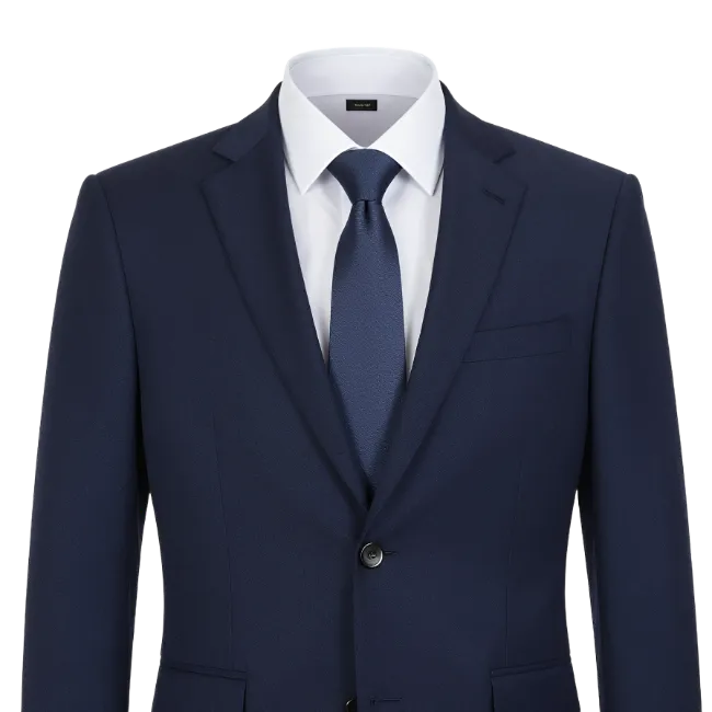 Navy Blue Suit with White Shirt and Tie