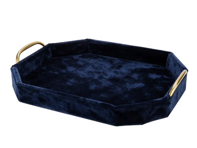 Navy Blue Velvet Decorative Tray
