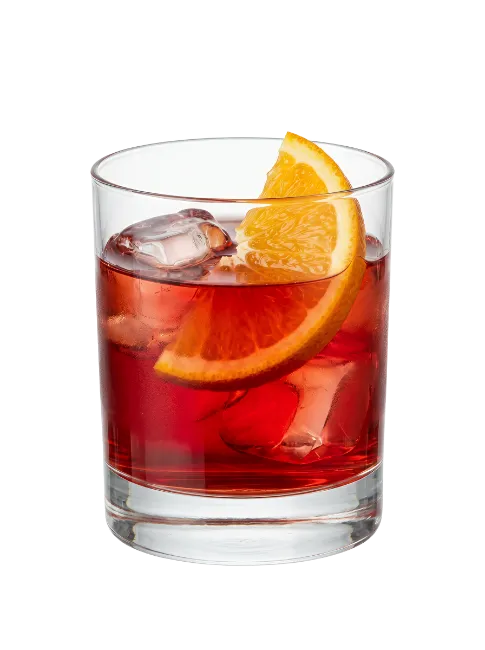 Negroni Cocktail With Orange Slice And Ice