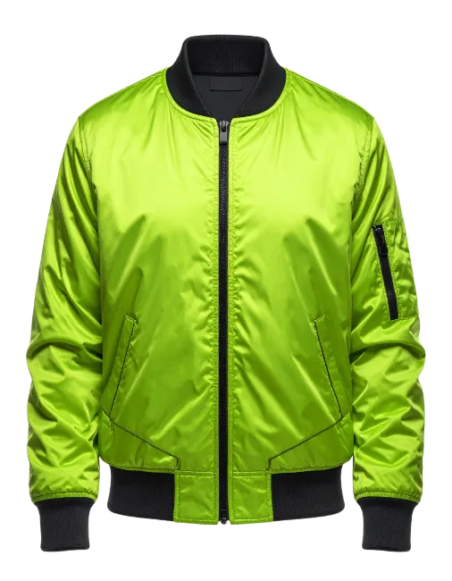 Neon Green Bomber Jacket with Black Ribbing