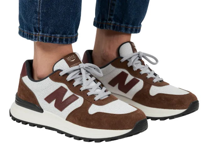 New Balance brown and white sneakers