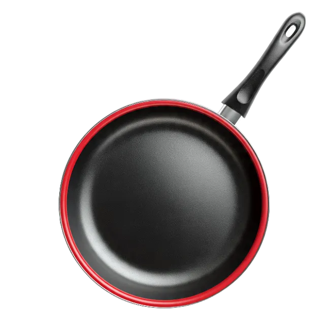 Nonstick Fry Pan with Red Rim and Black Handle
