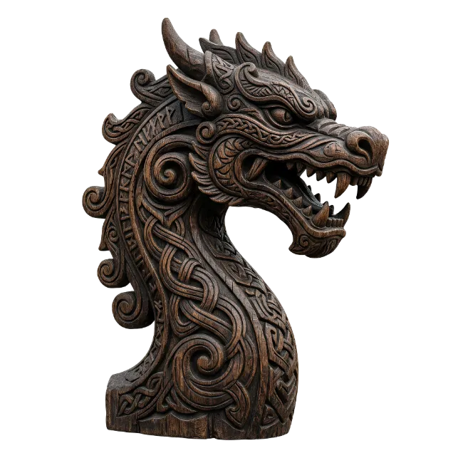 Norse Dragon Wood Carving