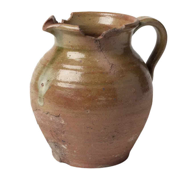 Old Broken Ceramic Pitcher with Handle
