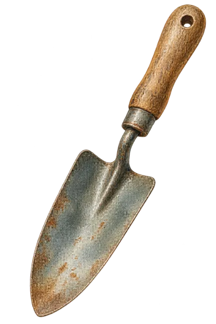 Old Garden Trowel with Wooden Handle