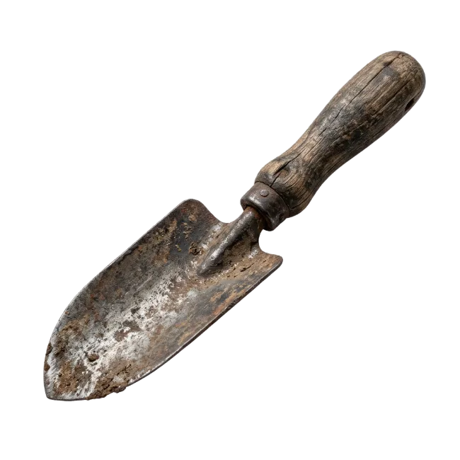 Old Garden Trowel with Wooden Handle