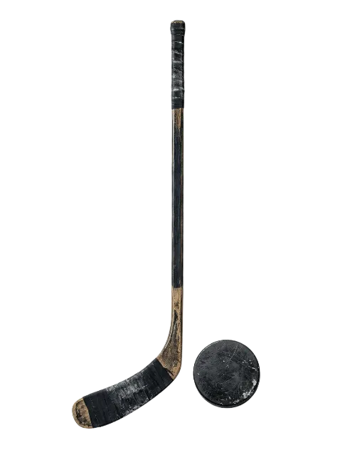 Old Hockey Stick and Puck